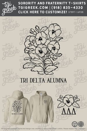 Customizable Tri Delta Alumna Hoodie Design with Poppies